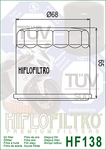 HIFLO HF138 Oil Filter Fits Many Aprilia Kawasaki Suzuki Motorcycles